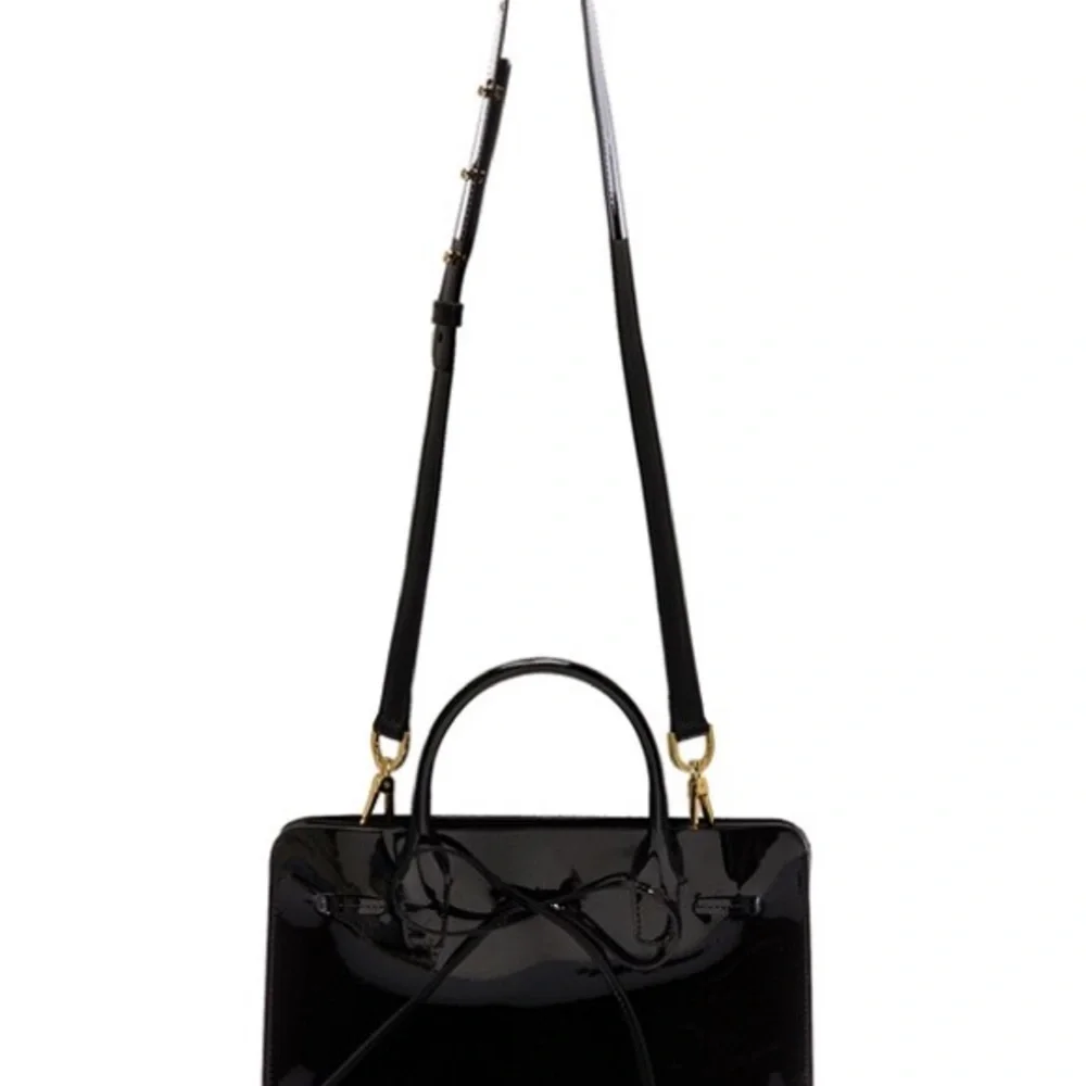 Mansur Gavriel Elegant Black Patent Sun Handbag